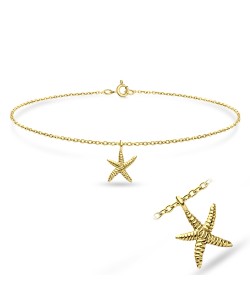 Starfish Gold Plated Silver Anklet ANK-622-GP